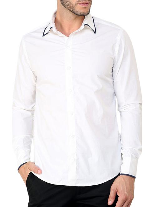 white solid casual shirt - 11536254 - Standard Image - 1
