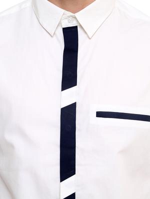 white and black colour block cotton casual shirt - 11536285 - Standard Image - 4