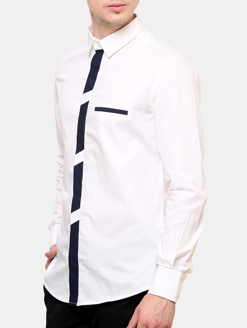 white and black colour block cotton casual shirt - 11536285 - Zoom Image - 2