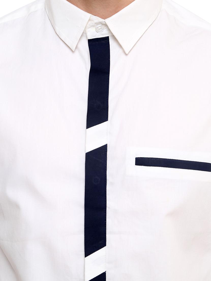 white and black colour block cotton casual shirt - 11536285 - Zoom Image - 4