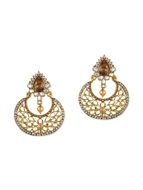 gold metal chandballi earring - 11539087 - Standard Image - 1