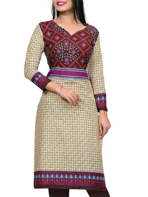 beige cotton printed unstitched kurta - 11539773 - Very Small Image - 1