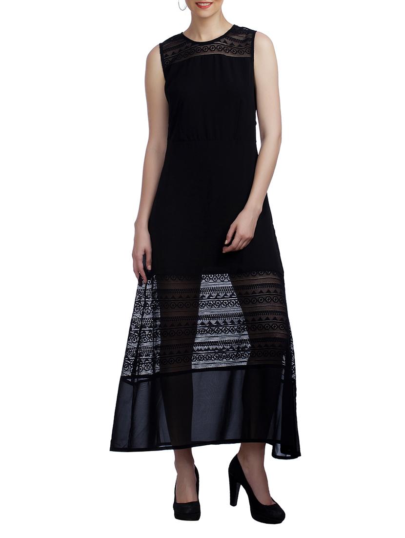 black georgette maxi dress - 11540474 - Zoom Image - 1