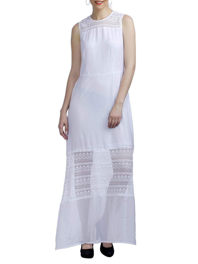 white georgette a-line maxi dress - 11540475 - Zoom Image - 1