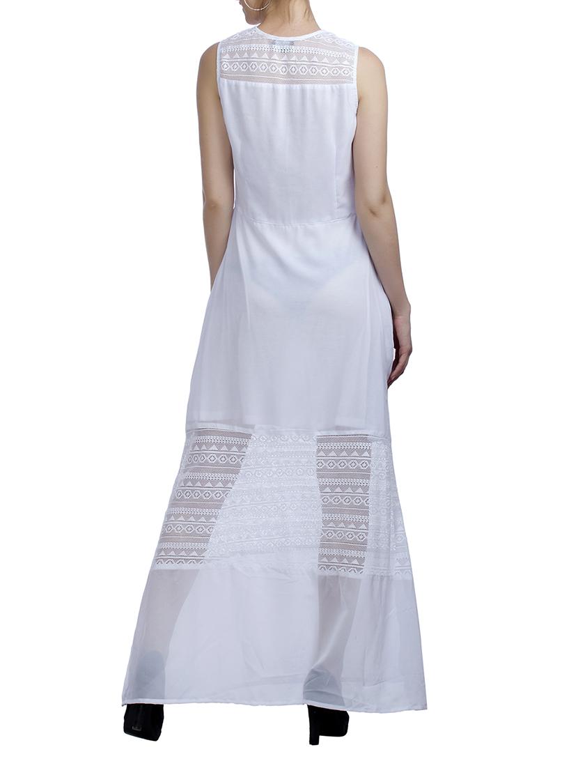 white georgette a-line maxi dress - 11540475 - Zoom Image - 3
