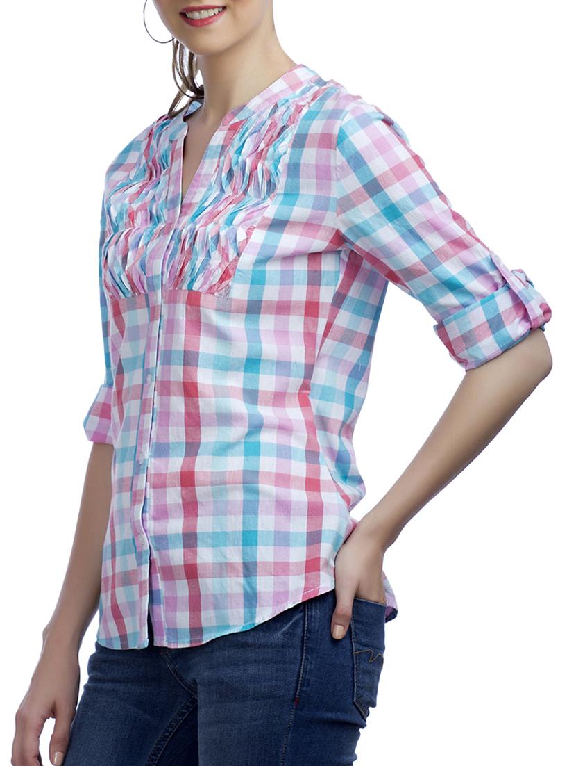 blue checkered cotton tunic - 11540478 - Zoom Image - 2