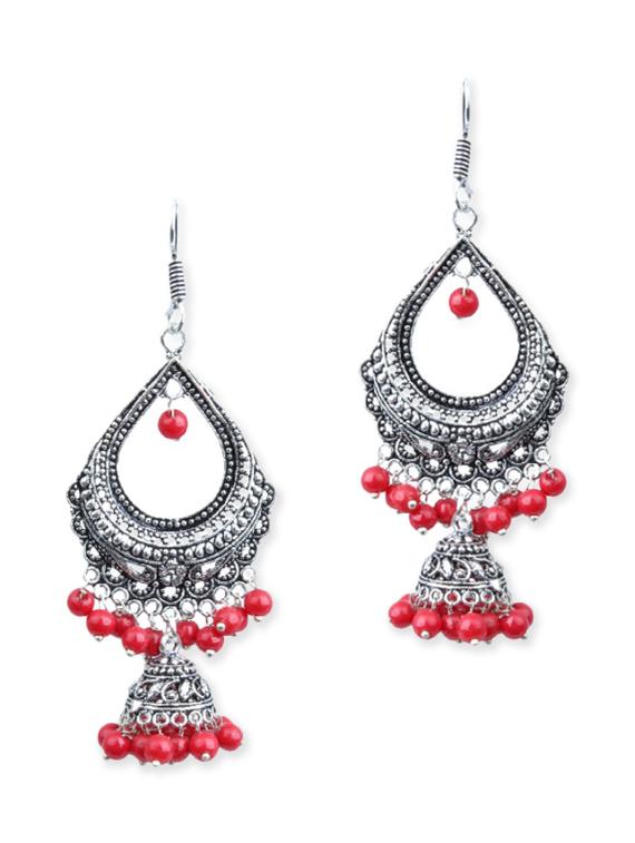 red metal drop earrings - 11541354 - Zoom Image - 1