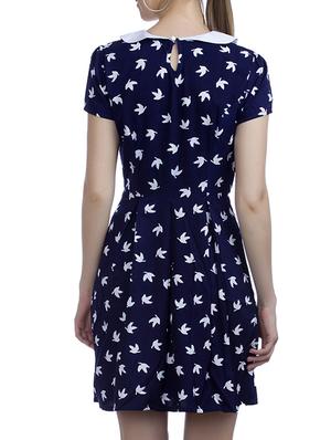 blue crepe fit & flare dress - 11542686 - Standard Image - 3