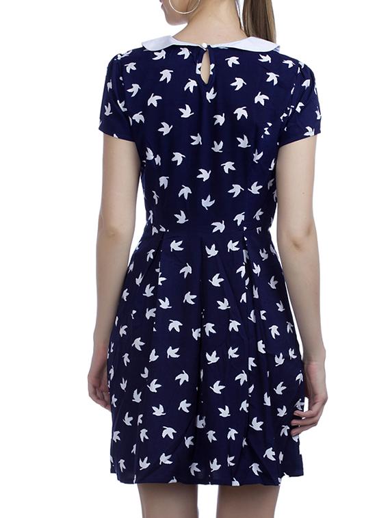 blue crepe fit & flare dress - 11542686 - Zoom Image - 3