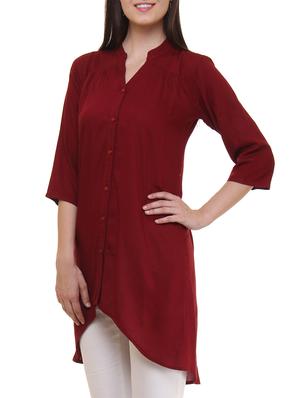 mandarin neck high low shirt tunic - 11543142 - Standard Image - 2