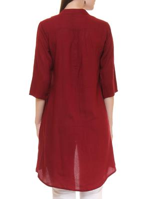 mandarin neck high low shirt tunic - 11543142 - Standard Image - 3