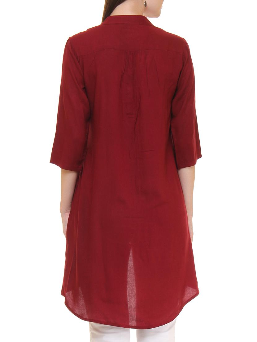 mandarin neck high low shirt tunic - 11543142 - Zoom Image - 3
