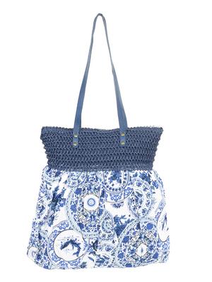 blue cotton printed handbag - 11543570 - Standard Image - 2