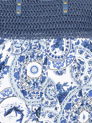 blue cotton printed handbag - 11543570 - Standard Image - 4