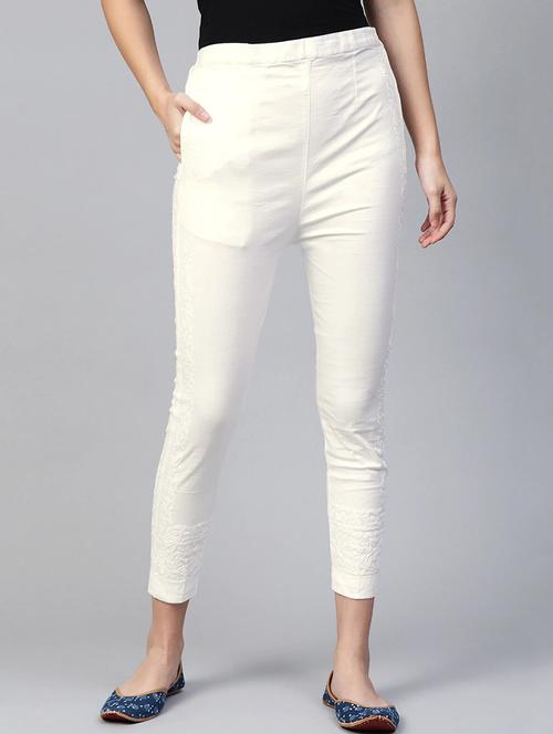 chikankari embroidered pants - 11552291 - Standard Image - 1