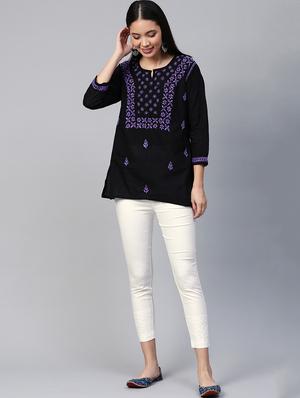 chikankari embroidered pants - 11552291 - Standard Image - 4