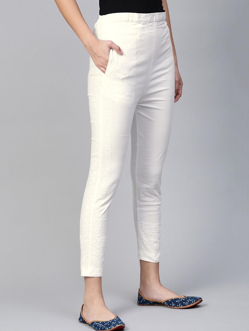 chikankari embroidered pants - 11552291 - Zoom Image - 2