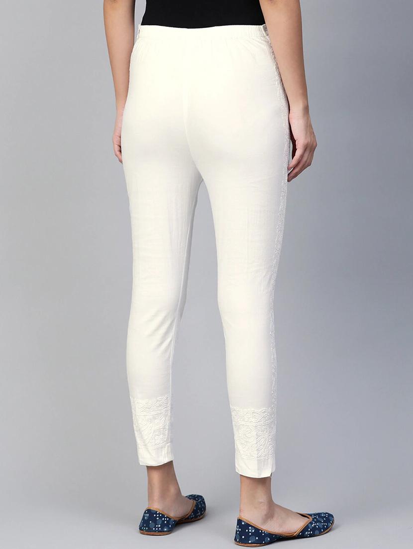 chikankari embroidered pants - 11552291 - Zoom Image - 3