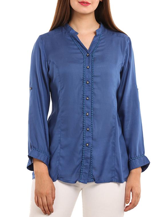 blue viscose regular top - 11554334 - Zoom Image - 1