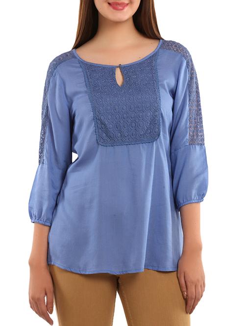 blue viscose regular top - 11554340 - Standard Image - 1
