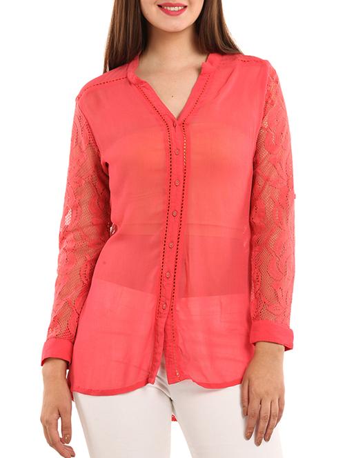 peach viscose regular shirt - 11554350 - Standard Image - 1