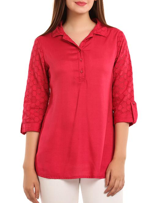 red viscose regular top - 11554402 - Standard Image - 1