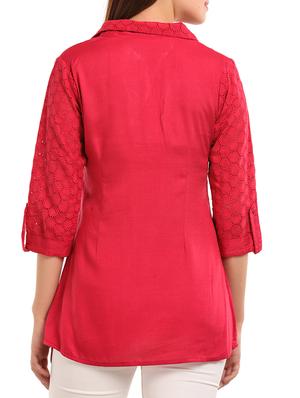 red viscose regular top - 11554402 - Standard Image - 3
