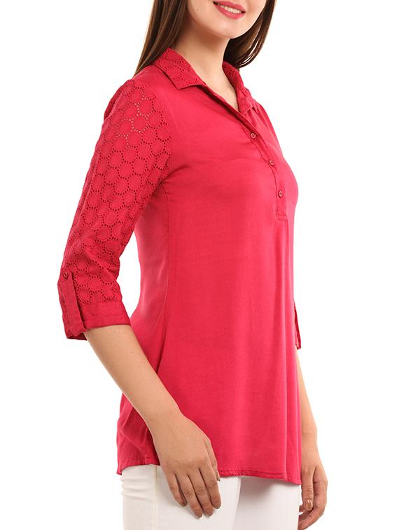 red viscose regular top - 11554402 - Zoom Image - 2