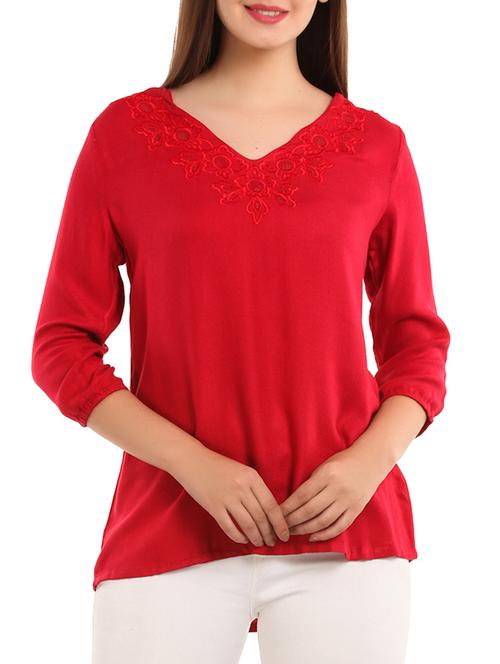 red viscose regular top - 11554403 - Standard Image - 1