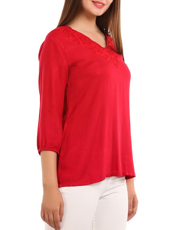 red viscose regular top - 11554403 - Zoom Image - 2