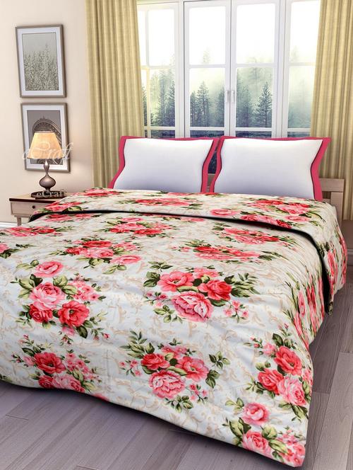 ecraftindia red floral double bed reversible ac blanket - 11556560 - Standard Image - 1