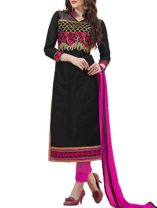 black art silk dress material - 11557970 - Standard Image - 1