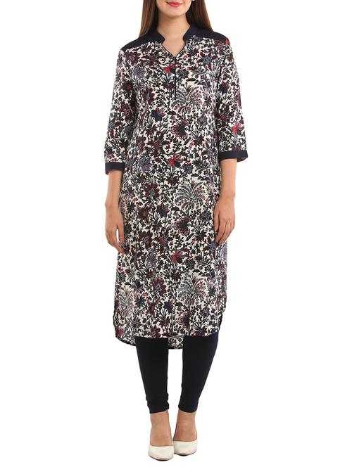 black viscose high-low kurta - 11570316 - Very Small Image - 1