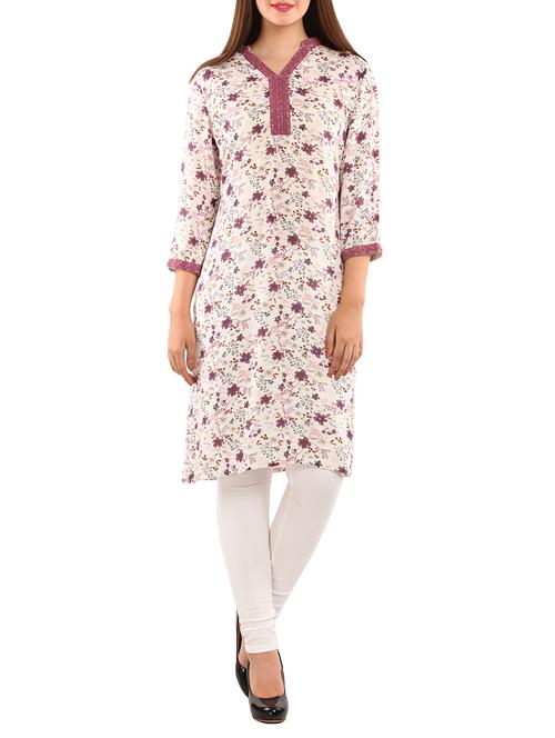white viscose kurta - 11570319 - Standard Image - 1