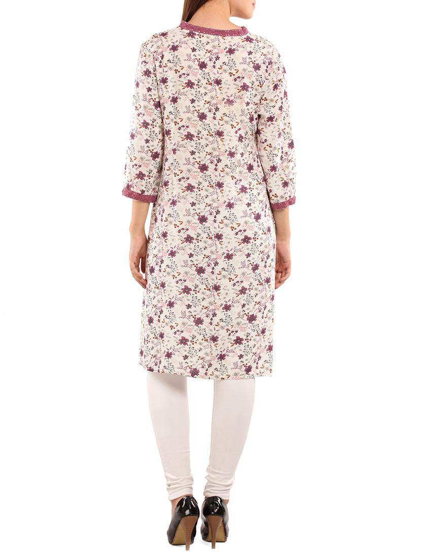 white viscose kurta - 11570319 - Zoom Image - 3