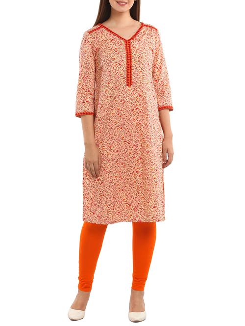orange cotton kurta - 11570324 - Standard Image - 1