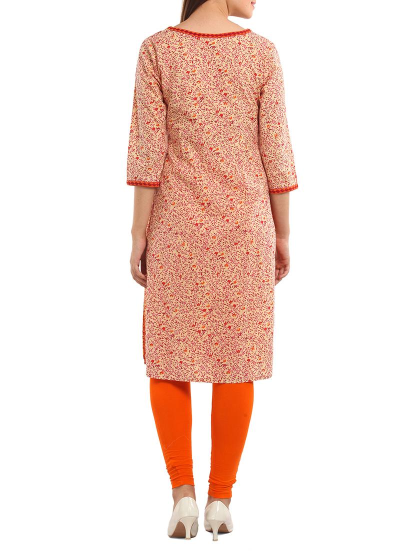 orange cotton kurta - 11570324 - Zoom Image - 3