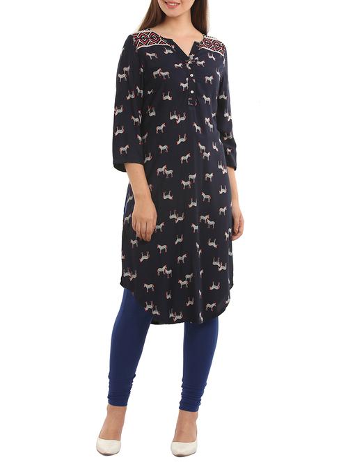 black viscose kurta - 11570328 - Standard Image - 1