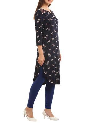 black viscose kurta - 11570328 - Standard Image - 2