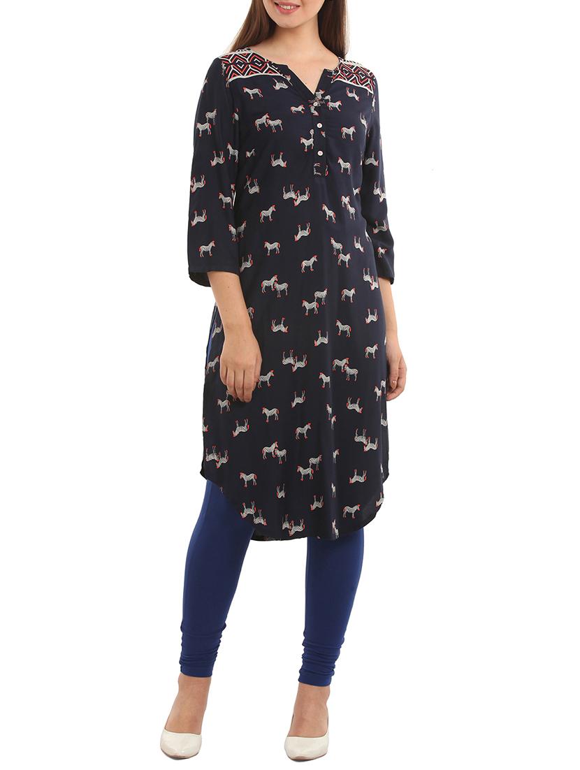 black viscose kurta - 11570328 - Zoom Image - 1