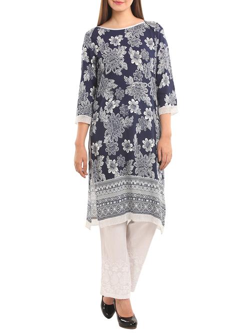 blue viscose kurta - 11570331 - Very Small Image - 1