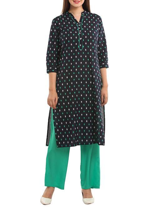 black cotton kurta - 11570336 - Very Small Image - 1