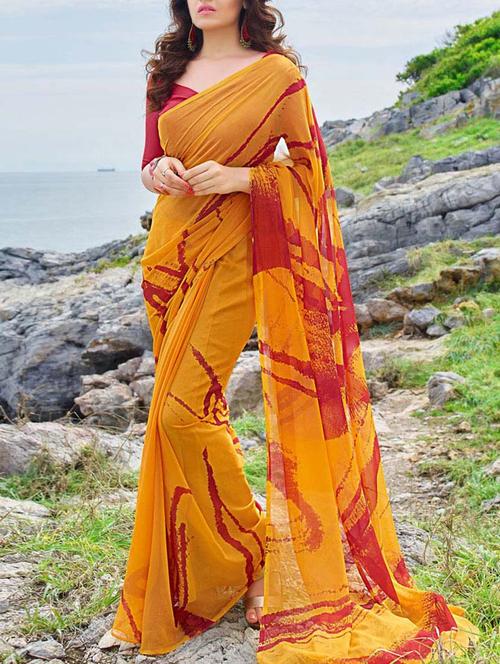 abstract printed saree with blouse - 11573888 - Standard Image - 1