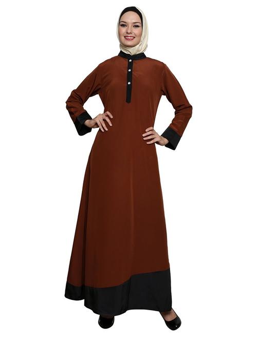 brown full sleeved abaya - 11575961 - Standard Image - 1
