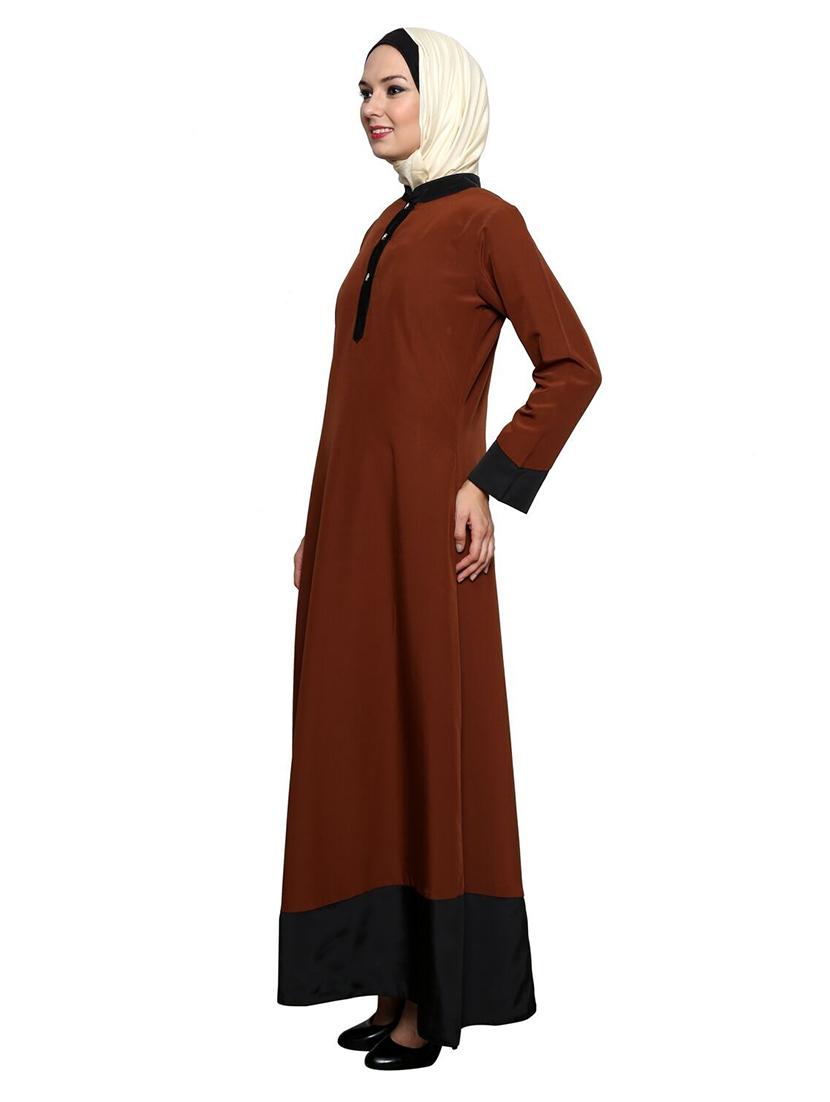 brown full sleeved abaya - 11575961 - Zoom Image - 2