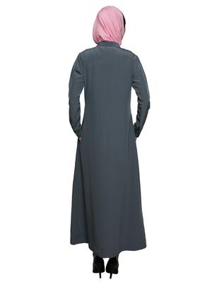 grey full sleeved abaya - 11575966 - Standard Image - 3