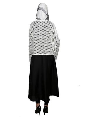 black abaya with white shrug - 11575972 - Standard Image - 3