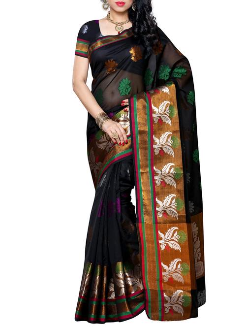 floral zari motif uppada saree with blouse - 11578021 - Very Small Image - 1