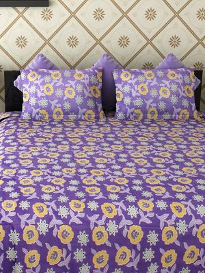 purple cotton blend bed sheet set - 11579078 - Standard Image - 2