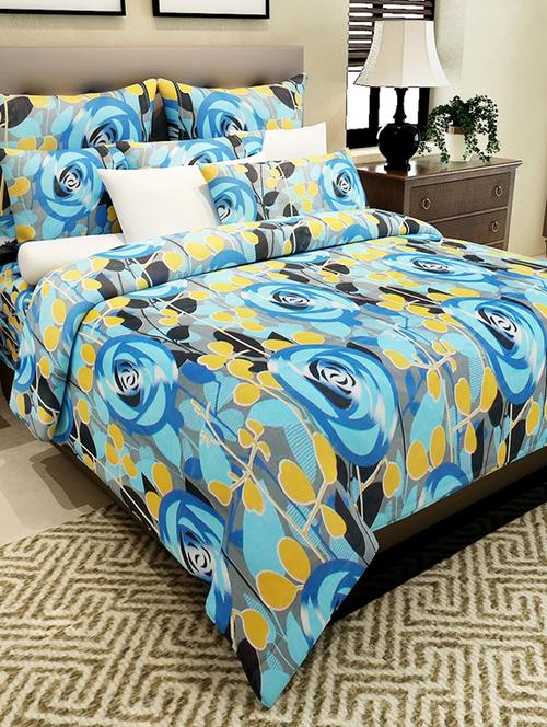 blue cotton printed doublebed sheet set - 11579112 - Very Small Image - 1
